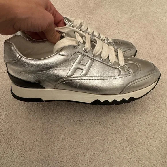 Hermes Silver Women's Sneakers - Picture 2 of 4